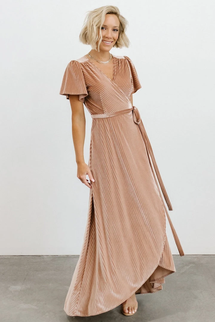 BB Custom Andi Ribbed Velvet Wrap Dress | Champagne Dresses 11 BB Custom Andi Ribbed Velvet Wrap Dress | Champagne Dresses