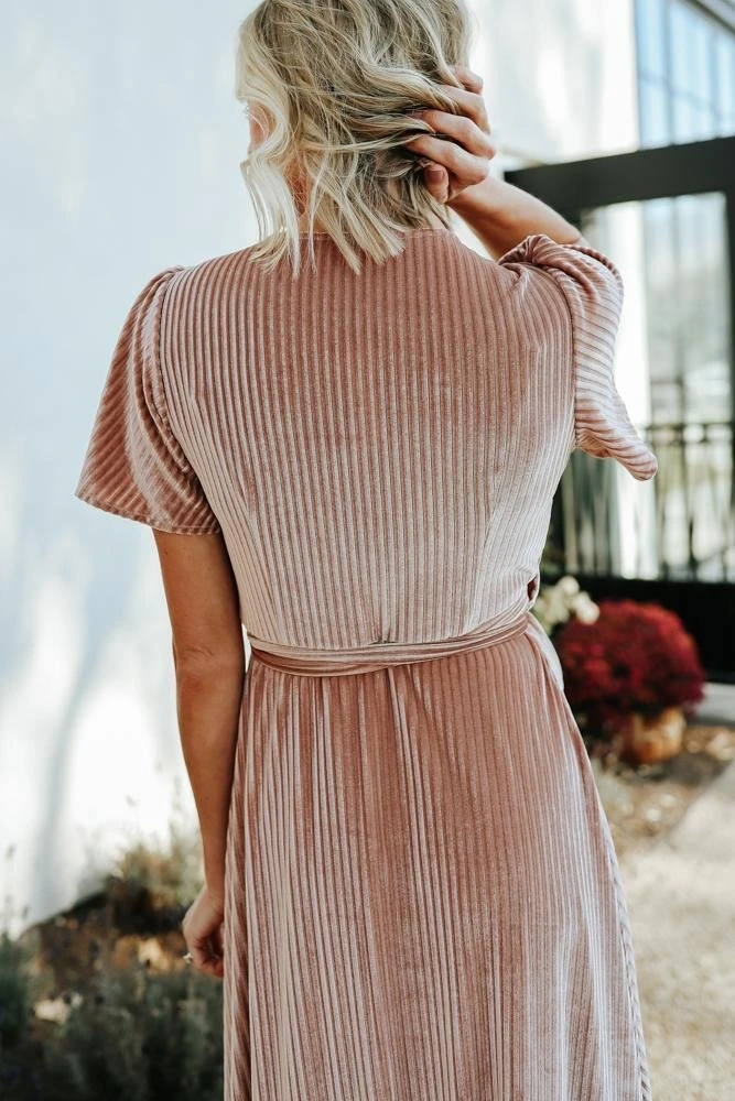 BB Custom Andi Ribbed Velvet Wrap Dress | Champagne Dresses 13 BB Custom Andi Ribbed Velvet Wrap Dress | Champagne Dresses
