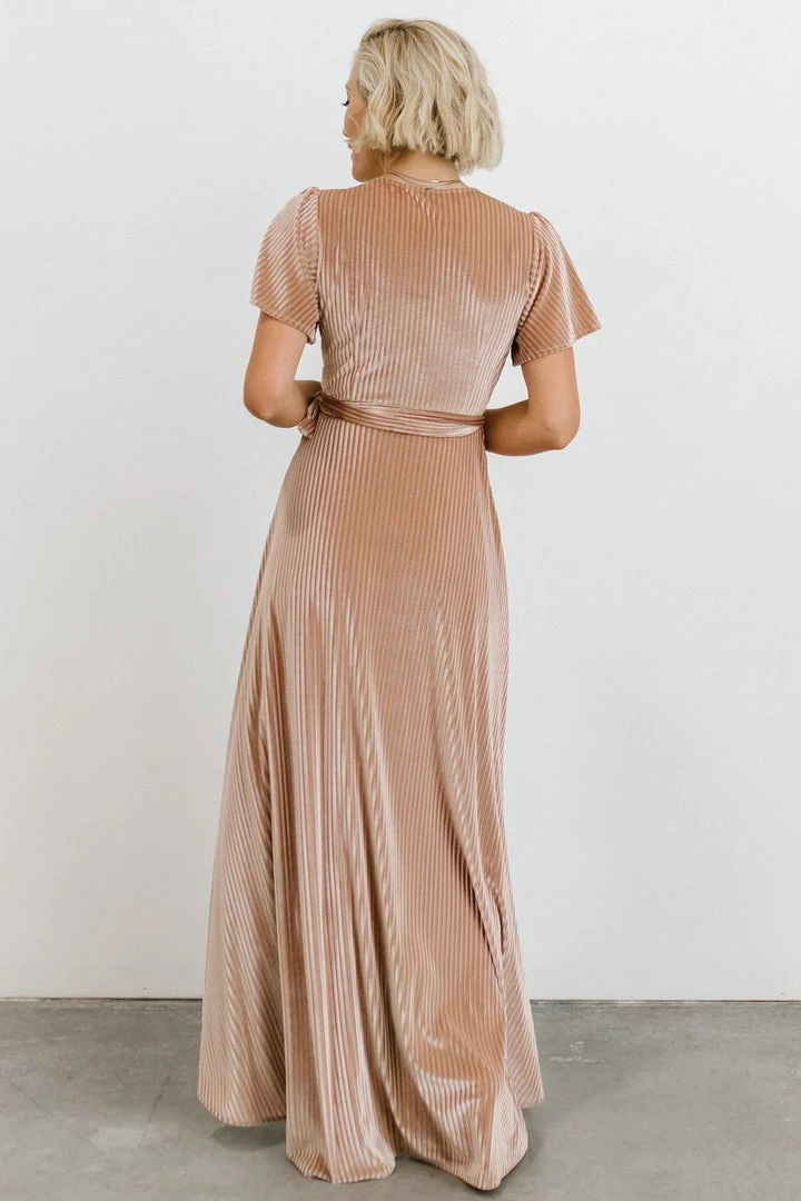 BB Custom Andi Ribbed Velvet Wrap Dress | Champagne Dresses 9 BB Custom Andi Ribbed Velvet Wrap Dress | Champagne Dresses
