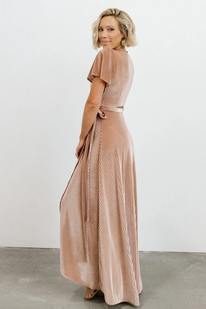 BB Custom Andi Ribbed Velvet Wrap Dress | Champagne Dresses 6 BB Custom Andi Ribbed Velvet Wrap Dress | Champagne Dresses