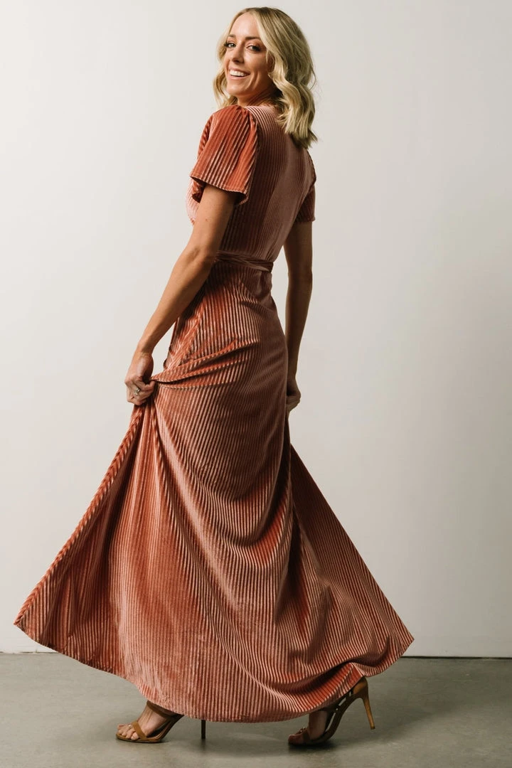 BB Custom Andi Ribbed Velvet Wrap Dress | Cherry Blossom 6 BB Custom Andi Ribbed Velvet Wrap Dress | Cherry Blossom