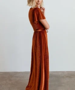 BB Custom Andi Ribbed Velvet Wrap Dress | Copper Dresses