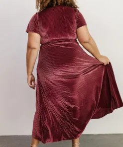 BB Custom Andi Ribbed Velvet Wrap Dress | Dark Rose