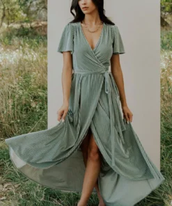 BB Custom Andi Ribbed Velvet Wrap Dress | Dusty Sage 16 BB Custom Andi Ribbed Velvet Wrap Dress | Dusty Sage