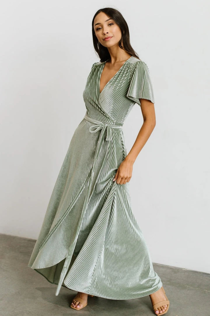 BB Custom Andi Ribbed Velvet Wrap Dress | Dusty Sage 5 BB Custom Andi Ribbed Velvet Wrap Dress | Dusty Sage