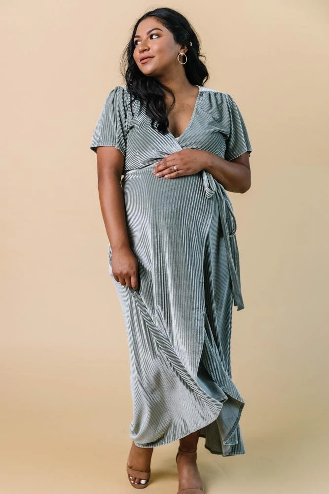 BB Custom Andi Ribbed Velvet Wrap Dress | Dusty Sage 12 BB Custom Andi Ribbed Velvet Wrap Dress | Dusty Sage