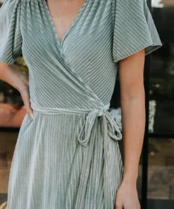 BB Custom Andi Ribbed Velvet Wrap Dress | Dusty Sage 19 BB Custom Andi Ribbed Velvet Wrap Dress | Dusty Sage