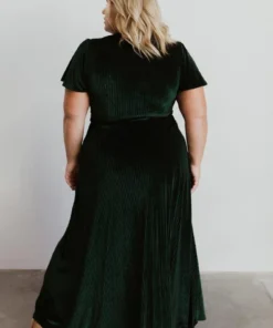 BB Custom Andi Ribbed Velvet Wrap Dress | Emerald