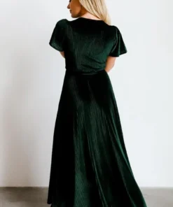 BB Custom Andi Ribbed Velvet Wrap Dress | Emerald