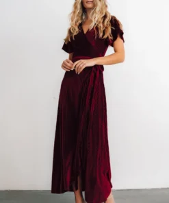 BB Custom Andi Ribbed Velvet Wrap Dress | Mulberry