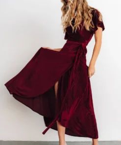 BB Custom Andi Ribbed Velvet Wrap Dress | Mulberry