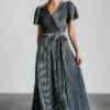 BB Custom Andi Ribbed Velvet Wrap Dress | Pewter Dresses