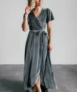 BB Custom Andi Ribbed Velvet Wrap Dress | Pewter Dresses 13 BB Custom Andi Ribbed Velvet Wrap Dress | Pewter Dresses
