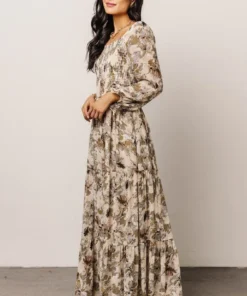 BB Custom Angelica Smocked Maxi Dress | Olive Floral Dresses