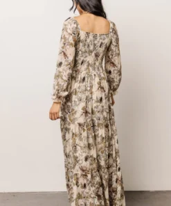 BB Custom Angelica Smocked Maxi Dress | Olive Floral Dresses