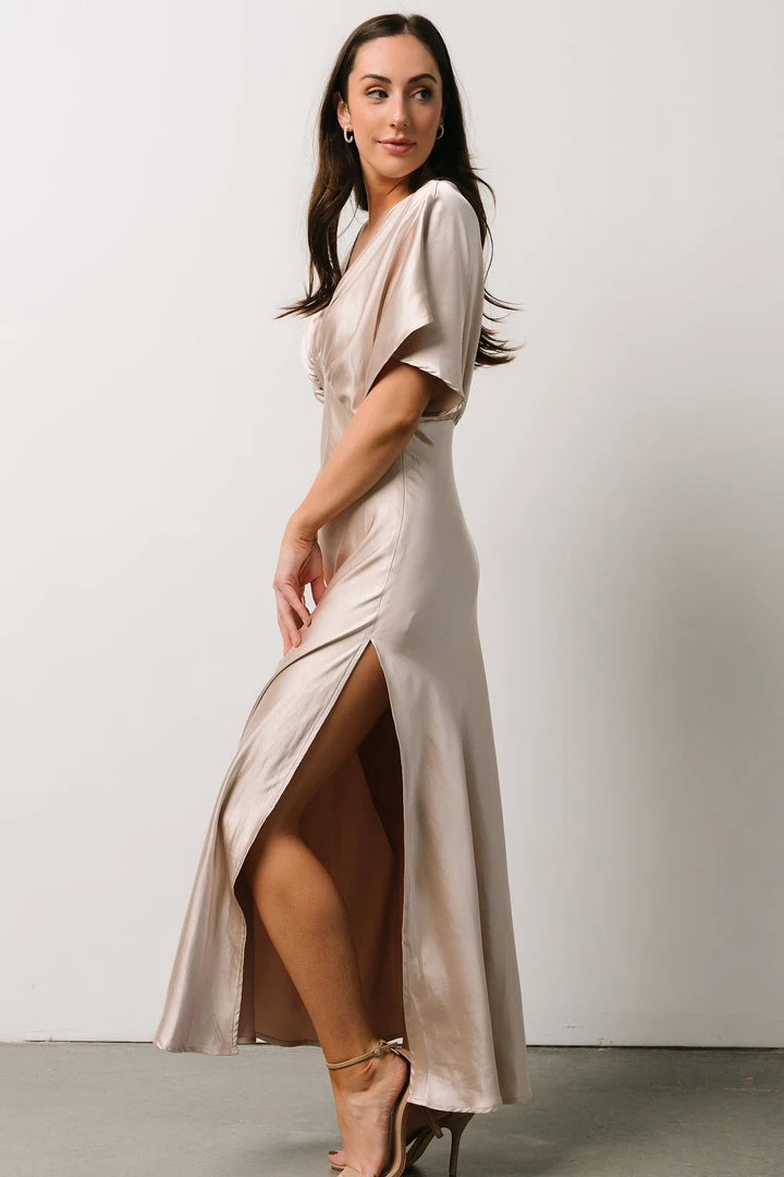 DF Anita Satin Dress | Champagne 5 DF Anita Satin Dress | Champagne