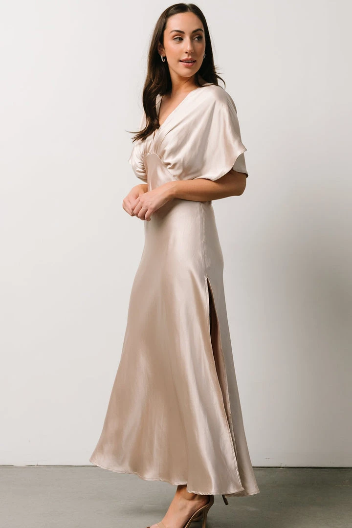 DF Anita Satin Dress | Champagne 6 DF Anita Satin Dress | Champagne
