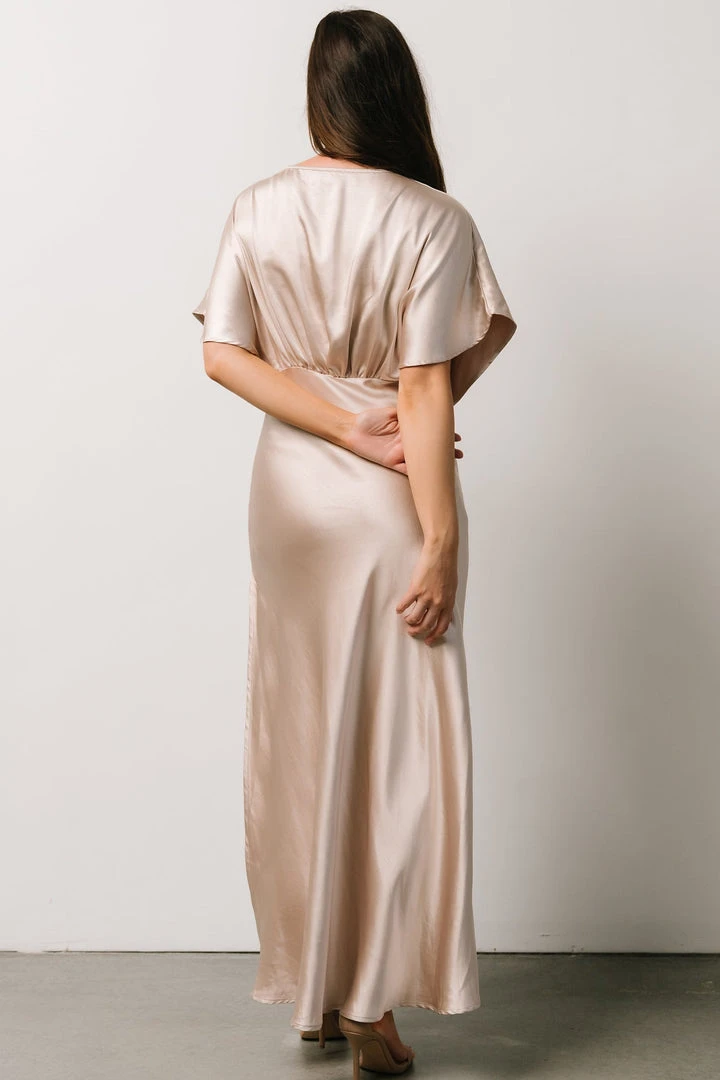 DF Anita Satin Dress | Champagne 4 DF Anita Satin Dress | Champagne
