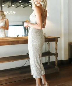 AK Annabel Sequin Tank Midi Dress Dresses