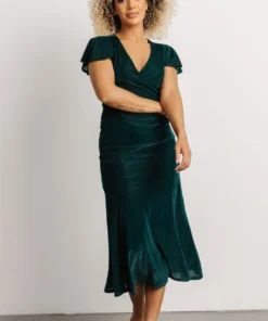 BB Custom Shop All Anne Ruched Velvet Midi Dress | Deep Topaz