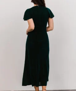 BB Custom Shop All Anne Ruched Velvet Midi Dress | Deep Topaz