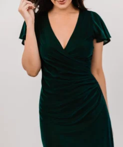 BB Custom Shop All Anne Ruched Velvet Midi Dress | Deep Topaz