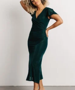 BB Custom Shop All Anne Ruched Velvet Midi Dress | Deep Topaz