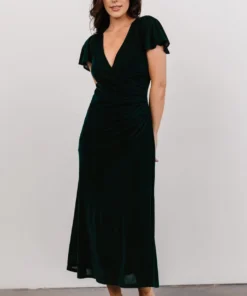BB Custom Shop All Anne Ruched Velvet Midi Dress | Deep Topaz
