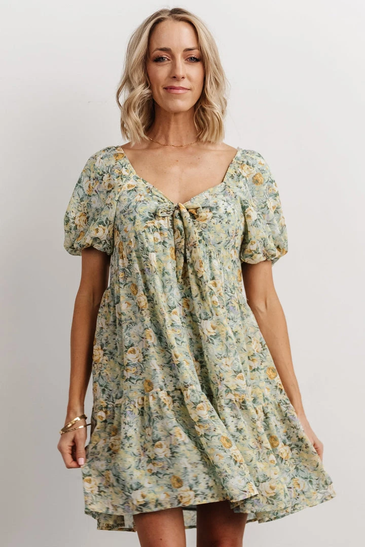 HAY Dresses Annette Mini Dress | Sage Multi Floral 2 HAY Dresses Annette Mini Dress | Sage Multi Floral