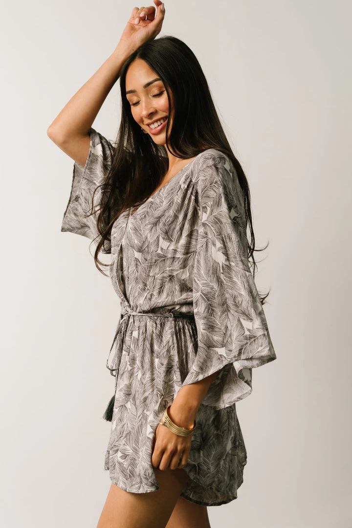 DF Anya Palm Leaf Romper | Charcoal Boho 5 DF Anya Palm Leaf Romper | Charcoal Boho