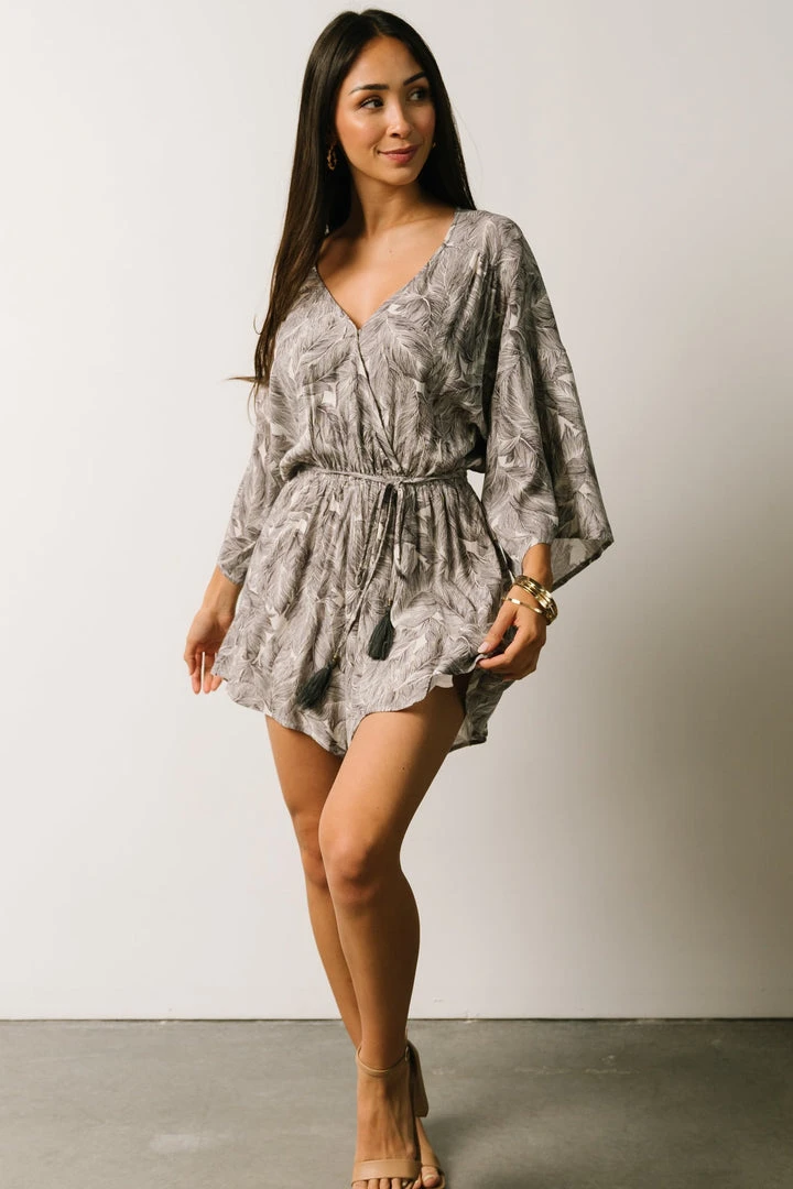 DF Anya Palm Leaf Romper | Charcoal Boho 2 DF Anya Palm Leaf Romper | Charcoal Boho