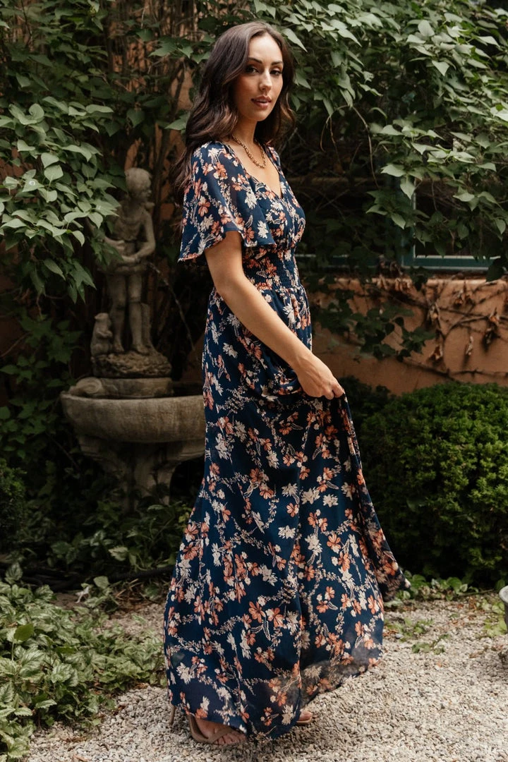 BB Custom Dresses April Sweetheart Maxi Dress | Dark Blue Floral 4 BB Custom Dresses April Sweetheart Maxi Dress | Dark Blue Floral