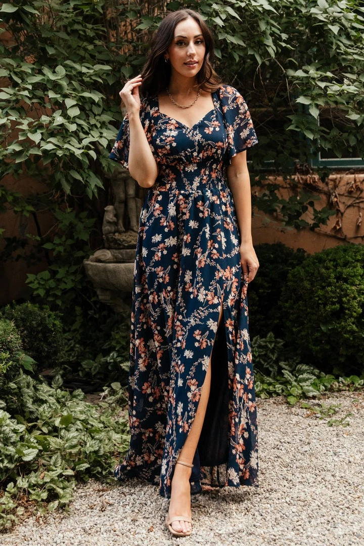 BB Custom Dresses April Sweetheart Maxi Dress | Dark Blue Floral 1 BB Custom Dresses April Sweetheart Maxi Dress | Dark Blue Floral