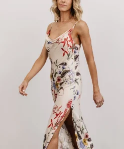 DF Arabella Cowl Neck Midi Dress | Ivory Multi Floral Dresses