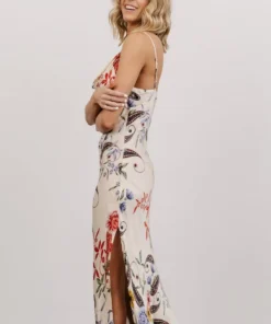 DF Arabella Cowl Neck Midi Dress | Ivory Multi Floral Dresses