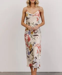 DF Arabella Cowl Neck Midi Dress | Ivory Multi Floral Dresses