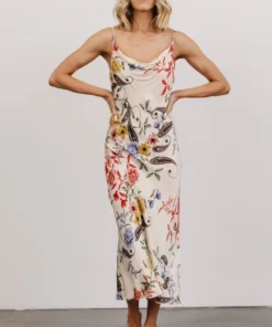 DF Arabella Cowl Neck Midi Dress | Ivory Multi Floral Dresses