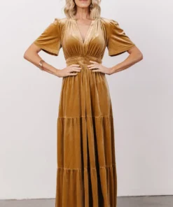 RR Dresses Artemis Velvet Maxi Dress | French Gold