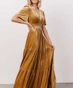 RR Dresses Artemis Velvet Maxi Dress | French Gold