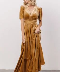 RR Dresses Artemis Velvet Maxi Dress | French Gold
