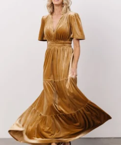RR Dresses Artemis Velvet Maxi Dress | French Gold