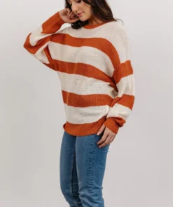 HAY Tops Ashtyn Stripe Sweater | Rust