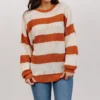 HAY Tops Ashtyn Stripe Sweater | Rust