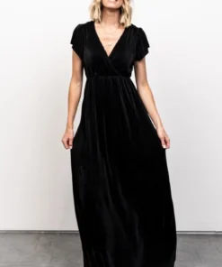 BB Custom Athena Pleated Maxi Dress | Black