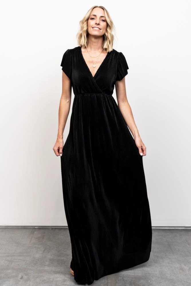 BB Custom Athena Pleated Maxi Dress | Black 2 BB Custom Athena Pleated Maxi Dress | Black