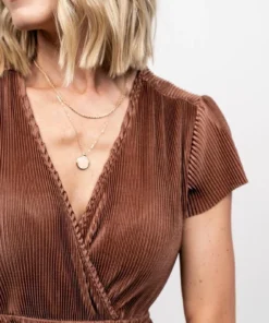 BB Custom Dresses Athena Pleated Maxi Dress | Bronze