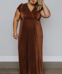 BB Custom Dresses Athena Pleated Maxi Dress | Bronze