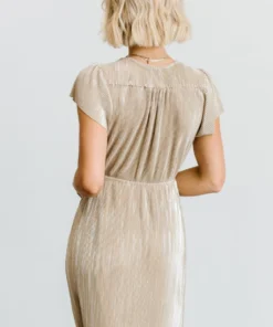 BB Custom Dresses Athena Pleated Maxi Dress | Gold