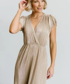 BB Custom Dresses Athena Pleated Maxi Dress | Gold