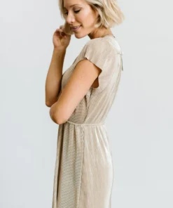 BB Custom Dresses Athena Pleated Maxi Dress | Gold